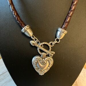 🌸Brighton Vintage Heart Toggle Brown Leather Necklace